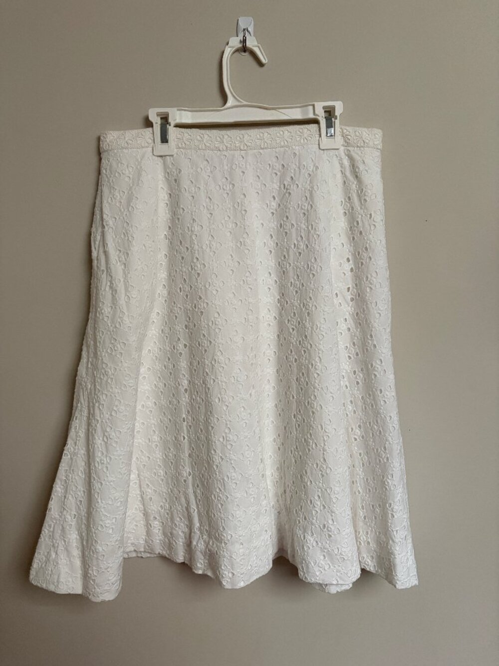 J. Crew White Lace Broderie Midi Skirt Size 4